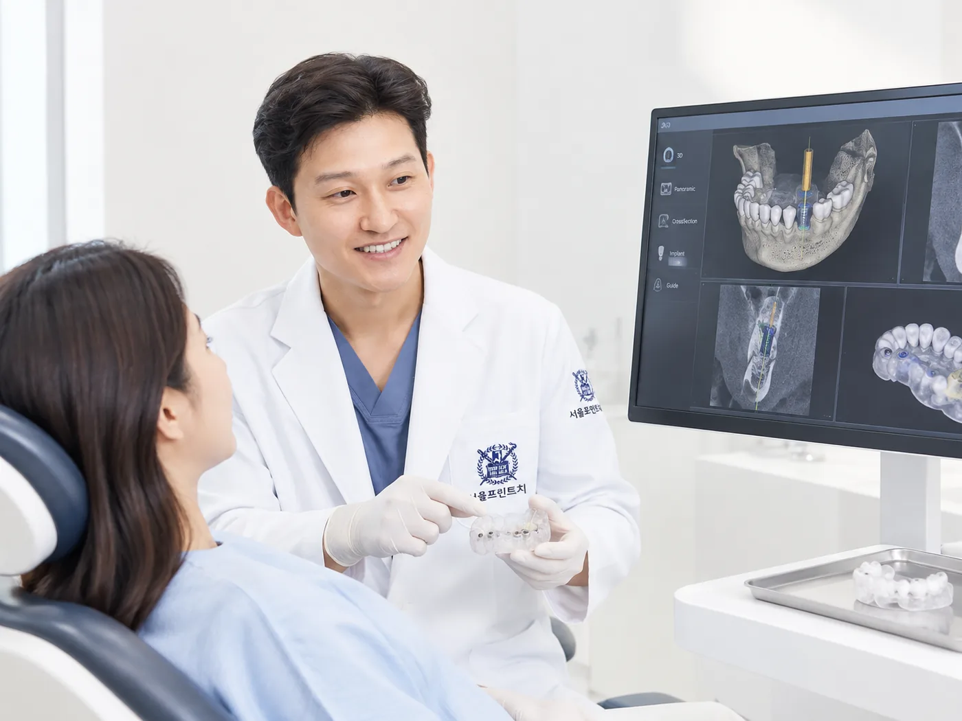 치아 모형을 디지털화하는 치과용 3D 스캐너 설명 이미지